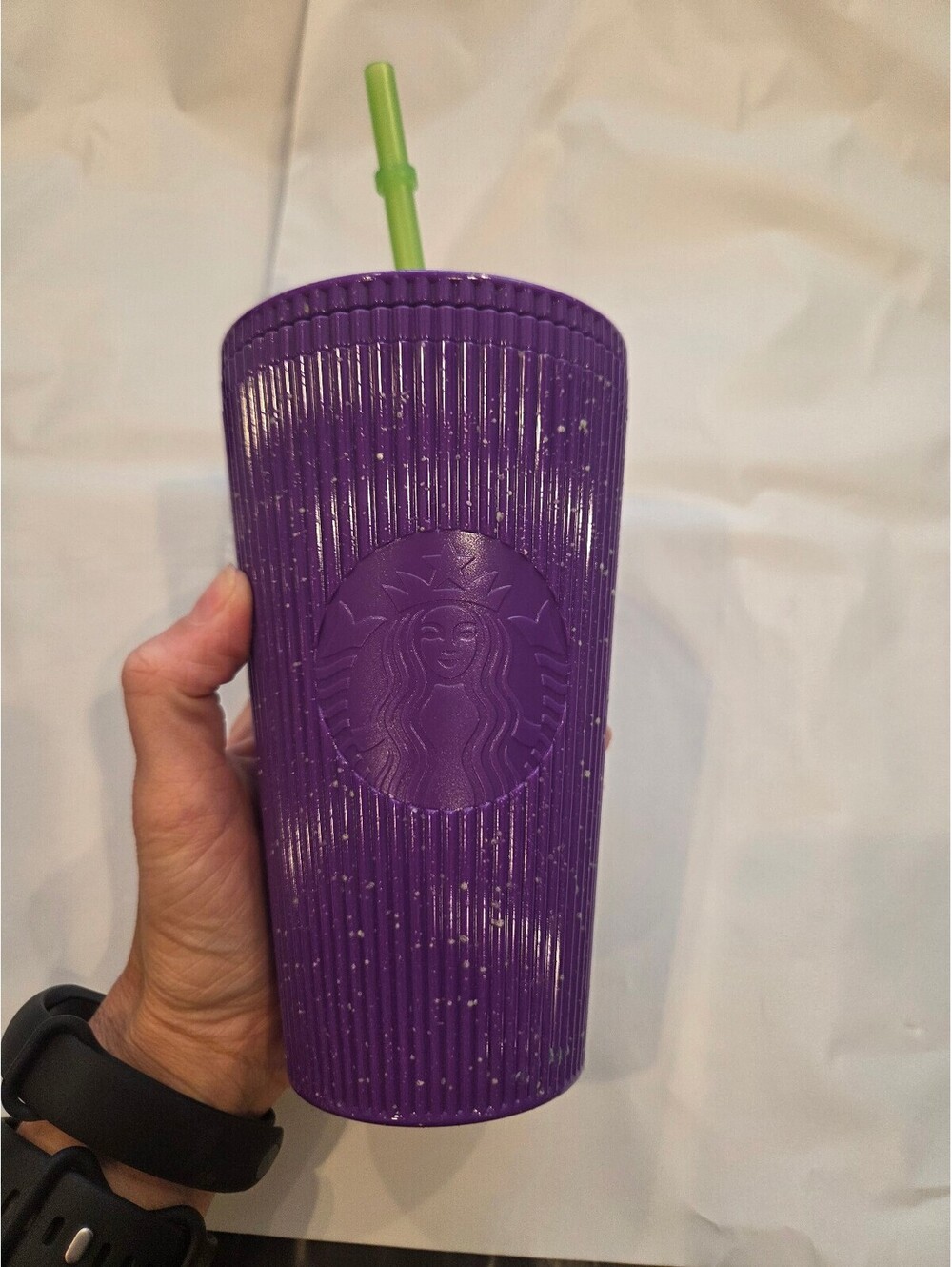 Starbucks 16 oz Purple Siren Logo Tumbler with Green Straw